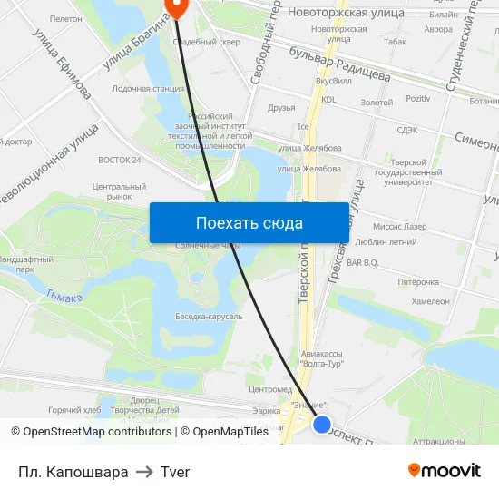 Пл. Капошвара to Tver map