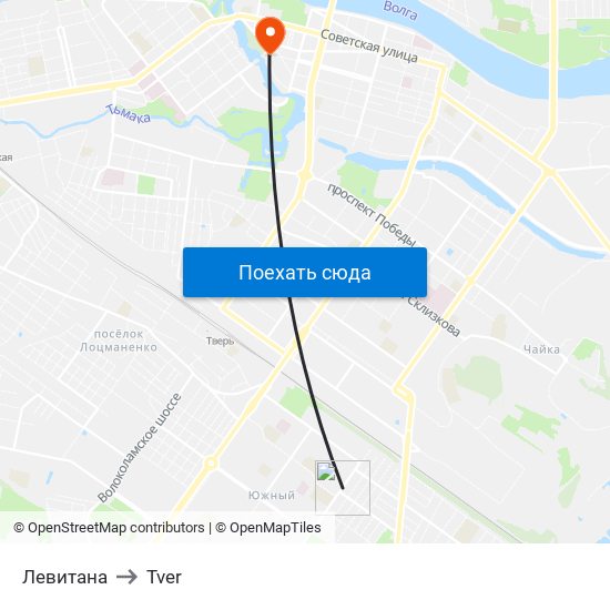 Левитана to Tver map