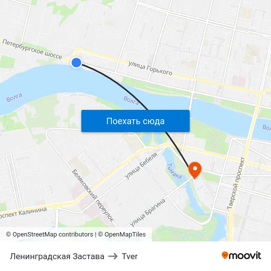 Ленинградская Застава to Tver map