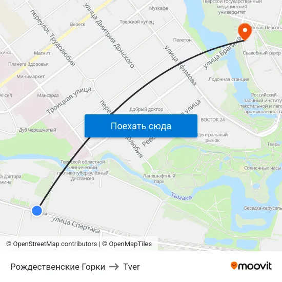 Рождественские Горки to Tver map
