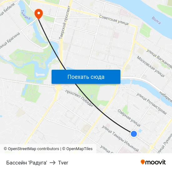 Бассейн 'Радуга' to Tver map