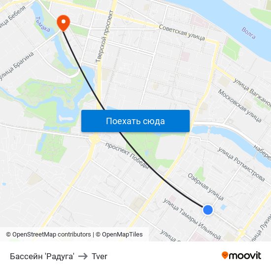 Бассейн 'Радуга' to Tver map