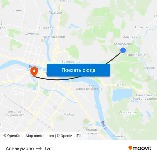 Аввакумово to Tver map