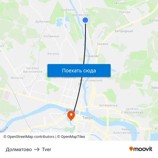 Долматово to Tver map