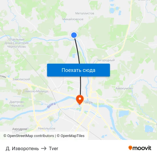 Д. Изворотень to Tver map