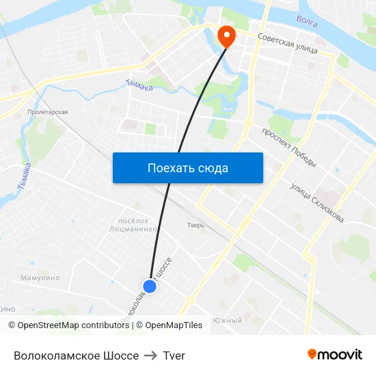 Волоколамское Шоссе to Tver map