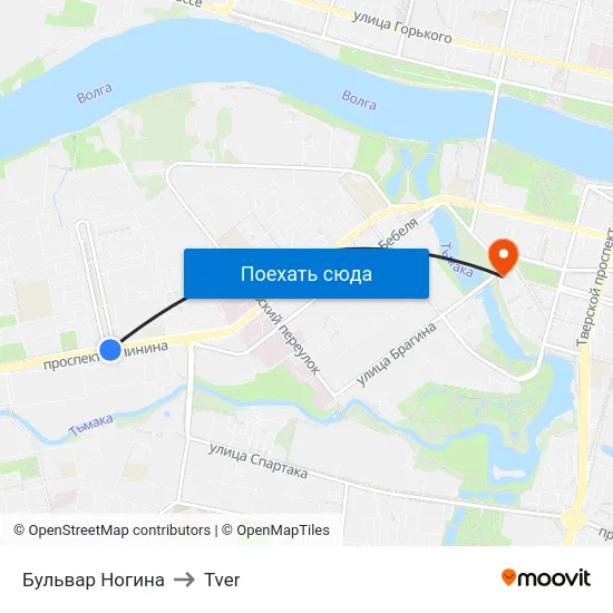 Бульвар Ногина to Tver map