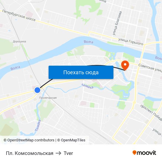 Пл. Комсомольская to Tver map