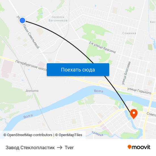 Завод Стеклопластик to Tver map