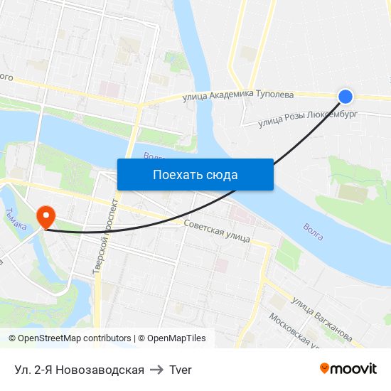 Ул. 2-Я Новозаводская to Tver map