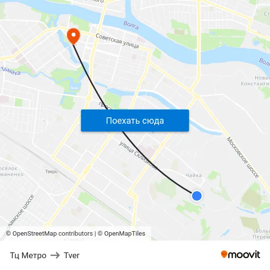 Тц Метро to Tver map
