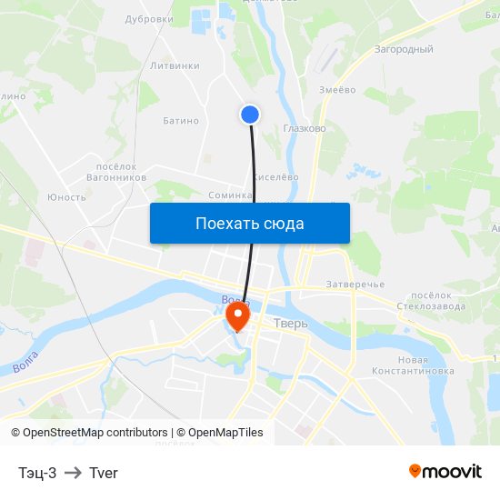 Тэц-3 to Tver map