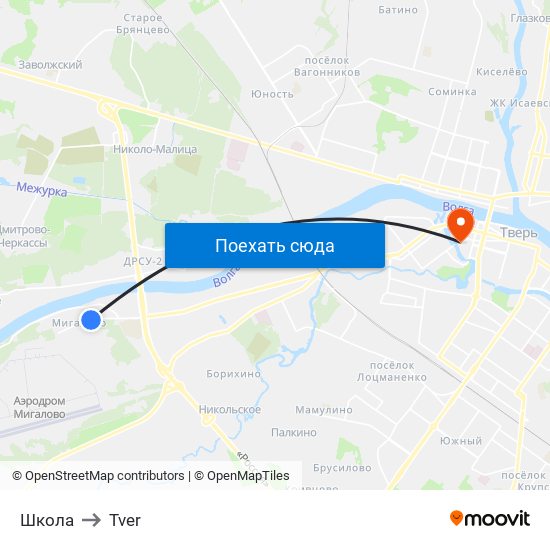 Школа to Tver map