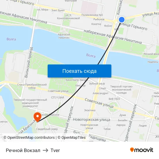 Речной Вокзал to Tver map