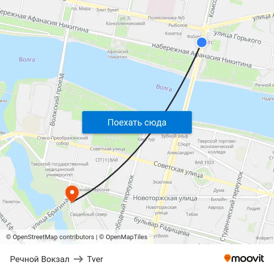 Речной Вокзал to Tver map