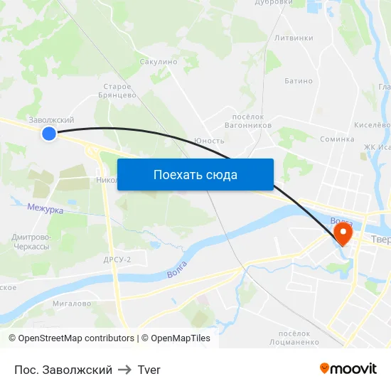 Пос. Заволжский to Tver map