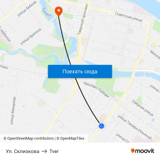 Ул. Склизкова to Tver map