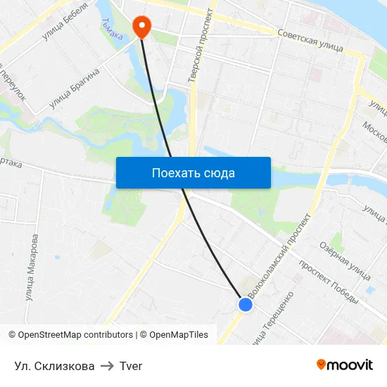 Ул. Склизкова to Tver map