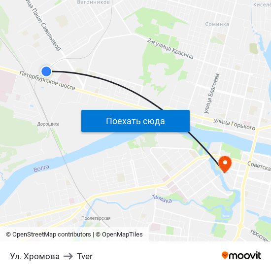 Ул. Хромова to Tver map