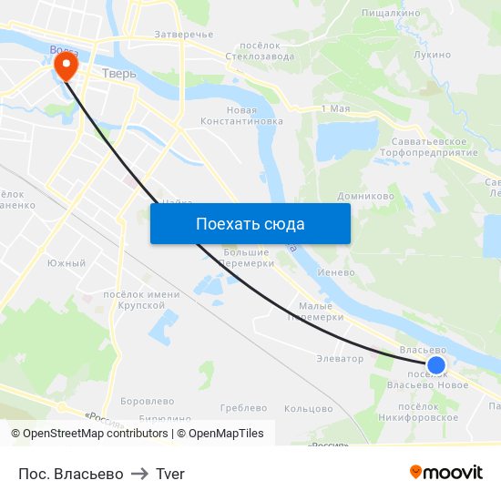 Пос. Власьево to Tver map