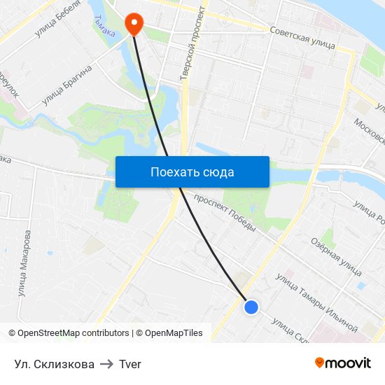 Ул. Склизкова to Tver map