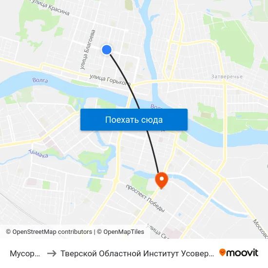 Мусоргского to Тверской Областной Институт Усовершенствования Учите map