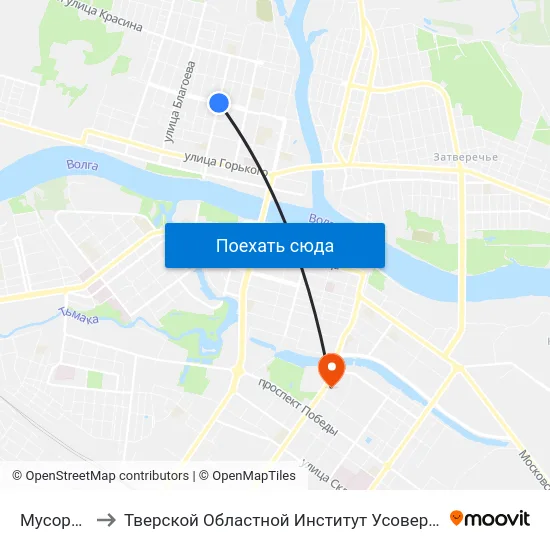 Мусоргского to Тверской Областной Институт Усовершенствования Учите map