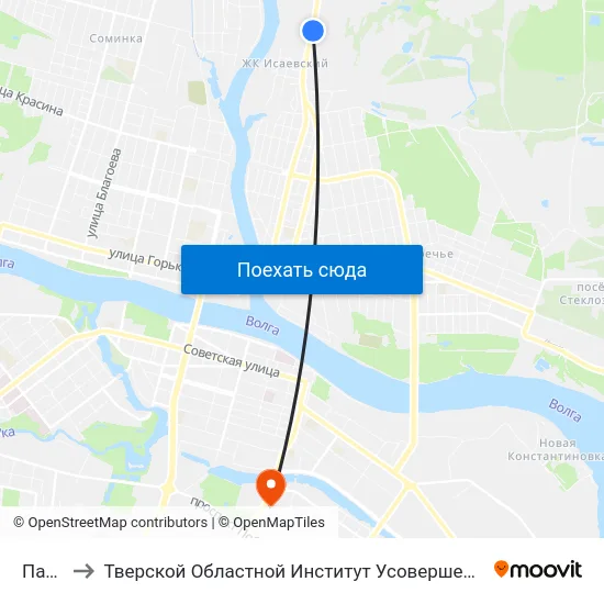 Патп-1 to Тверской Областной Институт Усовершенствования Учите map