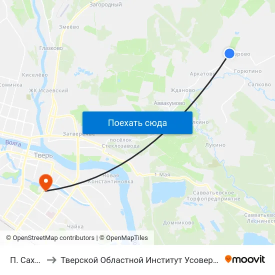 П. Сахарово to Тверской Областной Институт Усовершенствования Учите map
