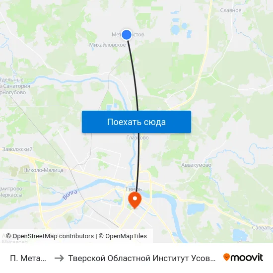 П. Металлистов to Тверской Областной Институт Усовершенствования Учите map