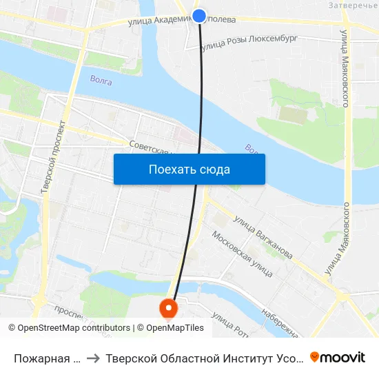 Пожарная Площадь to Тверской Областной Институт Усовершенствования Учите map