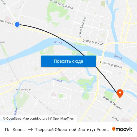 Пл. Конституции to Тверской Областной Институт Усовершенствования Учите map