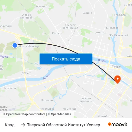 Кладбище to Тверской Областной Институт Усовершенствования Учите map