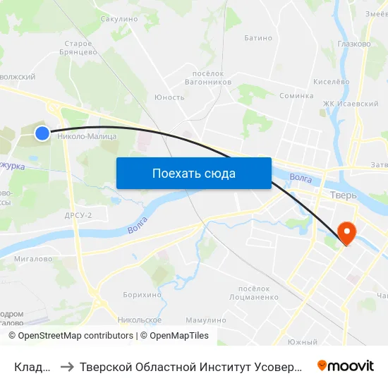 Кладбище to Тверской Областной Институт Усовершенствования Учите map