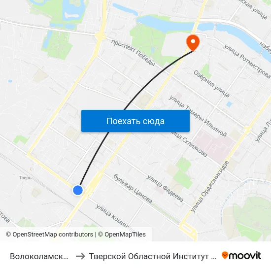 Волоколамский Путепровод to Тверской Областной Институт Усовершенствования Учите map