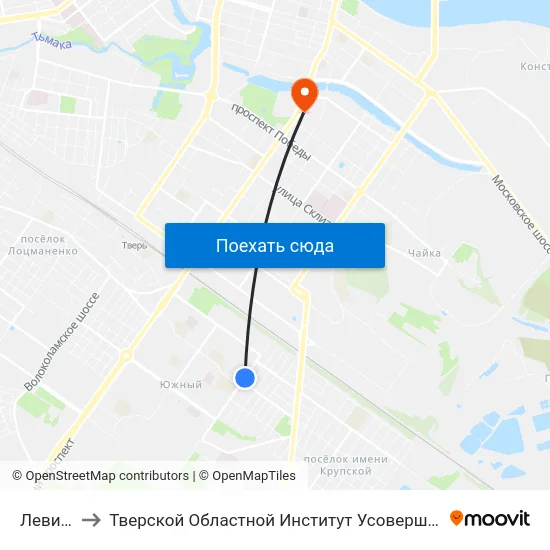 Левитана to Тверской Областной Институт Усовершенствования Учите map