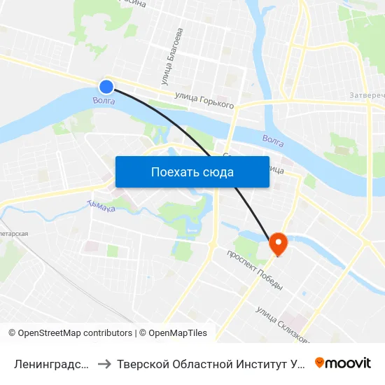 Ленинградская Застава to Тверской Областной Институт Усовершенствования Учите map