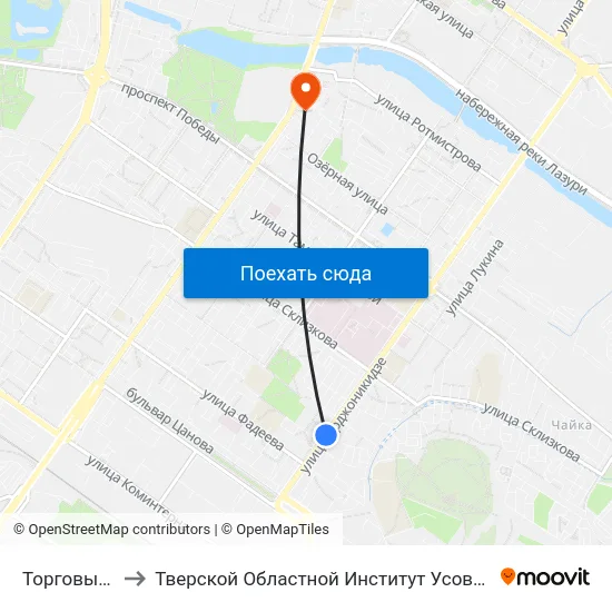 Торговый Центр to Тверской Областной Институт Усовершенствования Учите map
