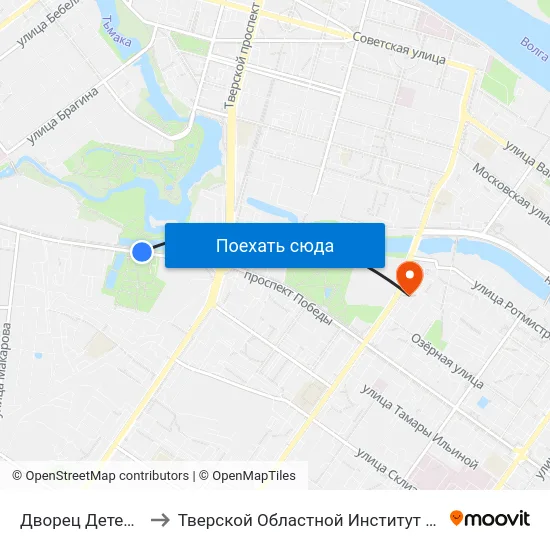Дворец Детей И Молодёжи to Тверской Областной Институт Усовершенствования Учите map