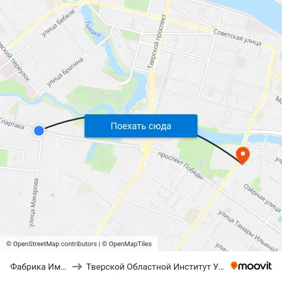 Фабрика Им. Вагжанова to Тверской Областной Институт Усовершенствования Учите map