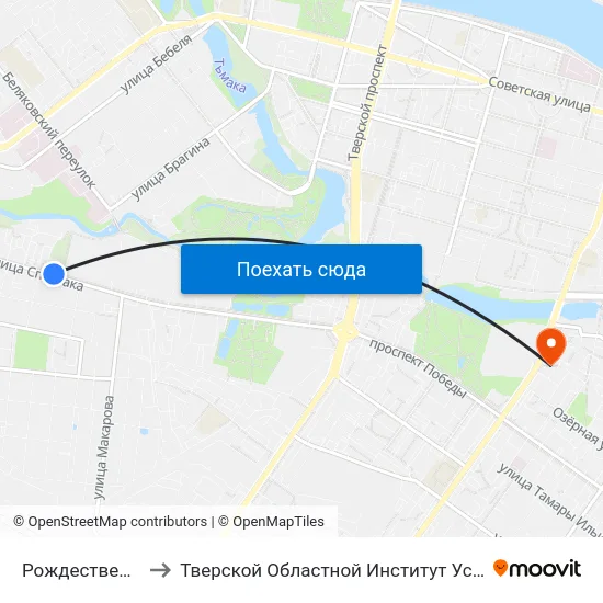 Рождественские Горки to Тверской Областной Институт Усовершенствования Учите map