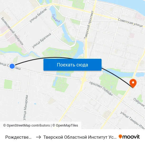 Рождественские Горки to Тверской Областной Институт Усовершенствования Учите map