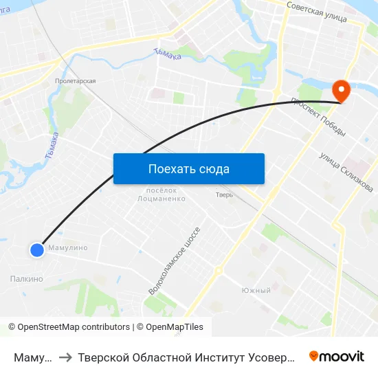Мамулино to Тверской Областной Институт Усовершенствования Учите map