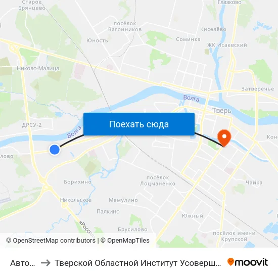 Автобаза to Тверской Областной Институт Усовершенствования Учите map