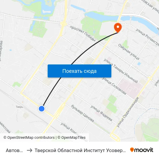 Автовокзал to Тверской Областной Институт Усовершенствования Учите map
