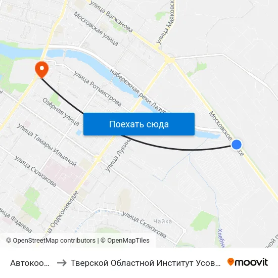 Автокооператив to Тверской Областной Институт Усовершенствования Учите map