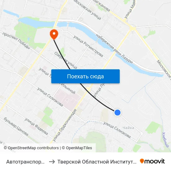 Автотранспортное Хозяйство to Тверской Областной Институт Усовершенствования Учите map