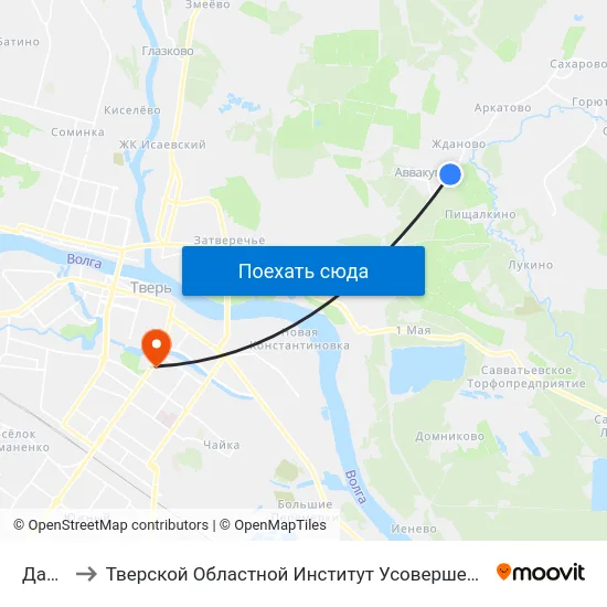 Дачи-2 to Тверской Областной Институт Усовершенствования Учите map