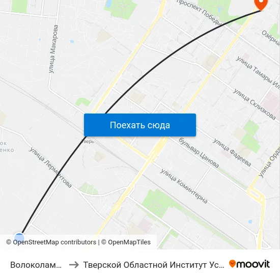 Волоколамское Шоссе to Тверской Областной Институт Усовершенствования Учите map