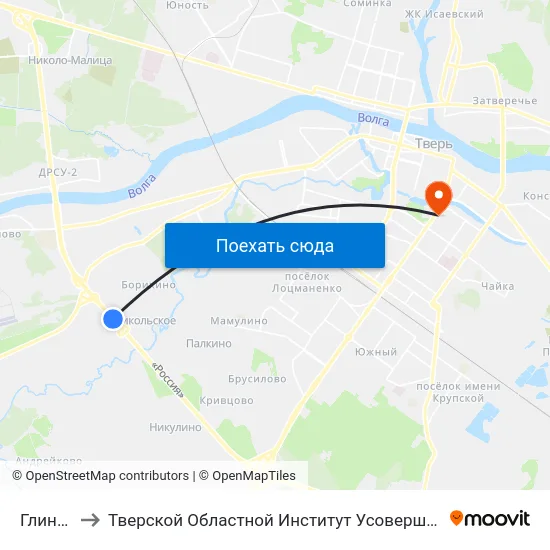 Глинково to Тверской Областной Институт Усовершенствования Учите map